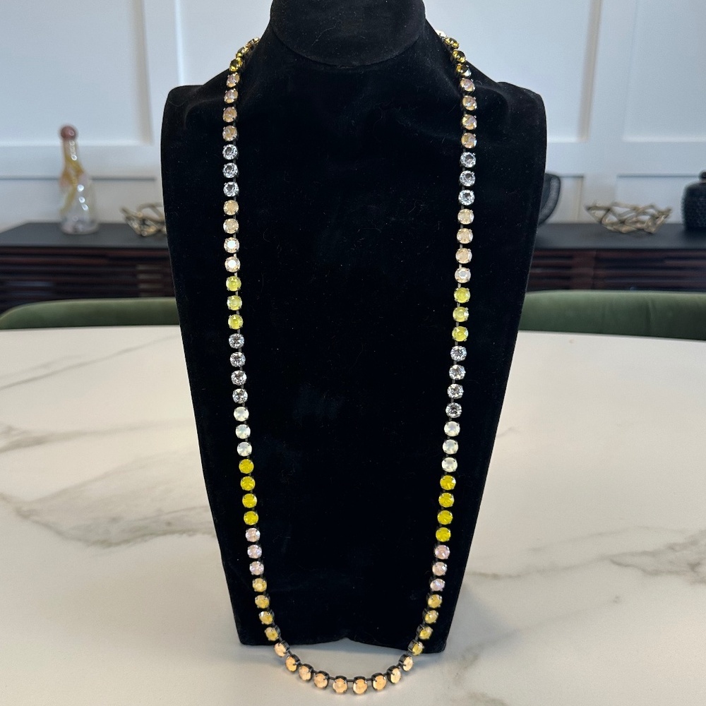 TOVA - Vibrant Yellow, Orange, Peach, Black Diamond Crystal Opera Long Necklace